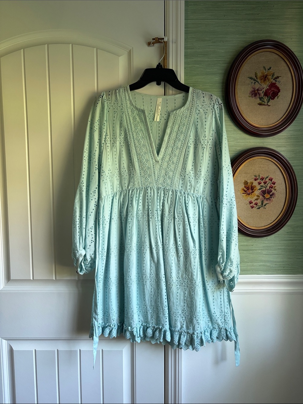 Light Mint Eyelet Peasant Dress - Anthropologie